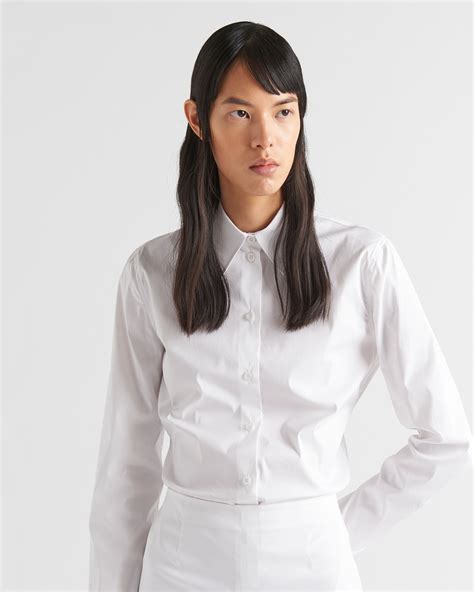 prada stretch poplin shirt|White Stretch Poplin Shirt .